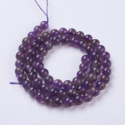 Natural Amethyst Round Beads Strands G-N0120-11A-6mm-1