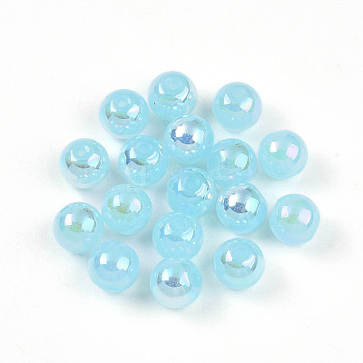 Electroplate Pearlized Glass Pearl Beads EGLA-T021-14B-07-1