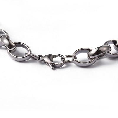 Tarnish Resistant Heart 304 Stainless Steel Link Necklaces and Bracelets Jewelry Sets SJEW-F132-08P-1