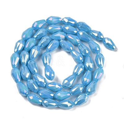 Opaque Solid Color Electroplate Glass Beads Strands EGLA-N013-P8mm-B10-1