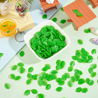 300Pcs Plastic Simulated Mint Leaves KY-OC0001-34-1