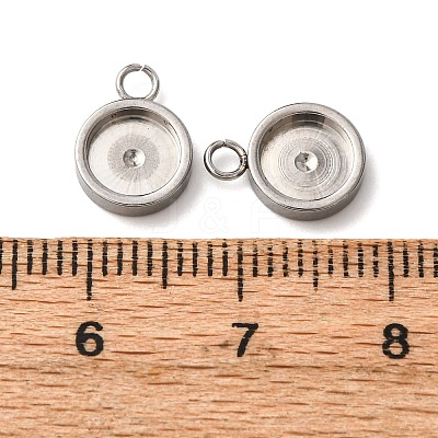 201 Stainless Steel Pendant Cabochon Settings STAS-D379-04B-P-1