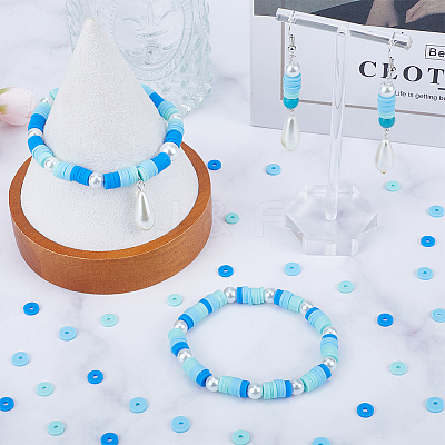3 Strands 3 Colors Flat Round Handmade Polymer Clay Beads CLAY-SC0001-68B-02-1