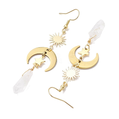Rough Natural Quartz Crystal Dangle Earrings EJEW-JE05877-02-1
