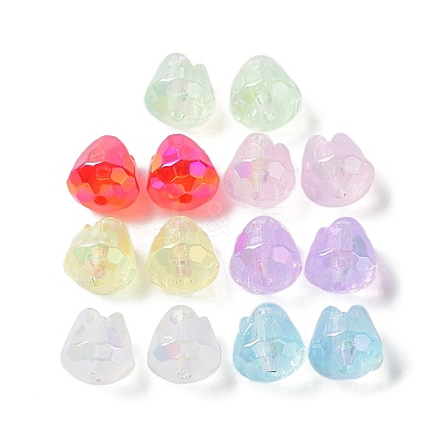 UV Plating Rainbow Iridescent Transparent Acrylic Beads MACR-D082-07-1