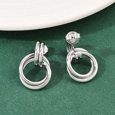 304 Stainless Steel Twist Ring Stud Earrings EJEW-P324-05P-1