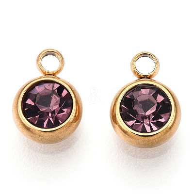 201 Stainless Steel Rhinestone Charms STAS-S068-06G-1