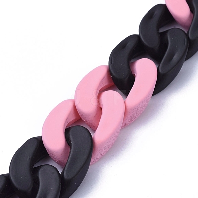 Handmade Opaque Spray Painted Acrylic Curb Chains AJEW-JB00619-01-1
