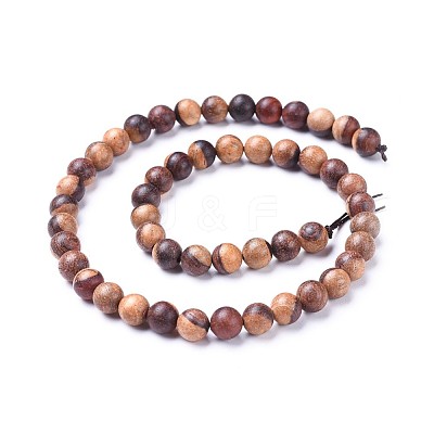 Wood Beads Strands X-WOOD-F008-04-C-1