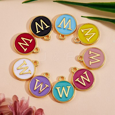 120Pcs 12 Colors Golden Plated Alloy Charms ENAM-SZ0001-64W-1