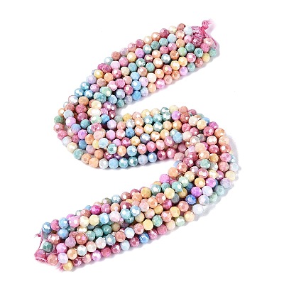 Anti-Tarnish Electroplate Glass Beads Strands EGLA-ZX010-8mm-14-1