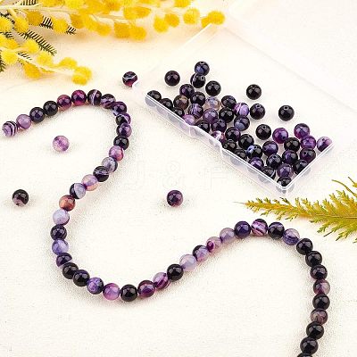2 Strands Natural Striped Agate/Banded Agate Bead Strands G-OC0002-24-1