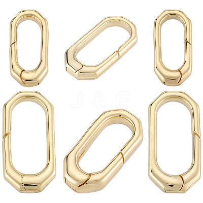 6Pcs 2 Styles Brass Spring Gate Rings KK-SC0006-33-1