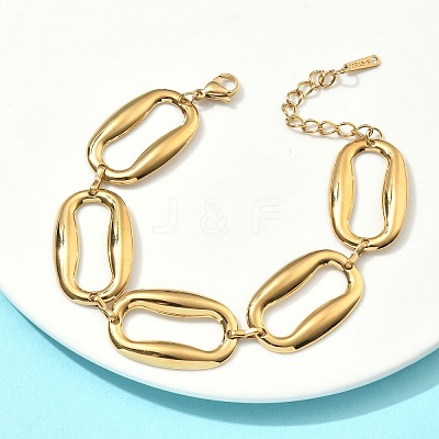 304 Stainless Steel Oval Link Chain Bracelets for Women BJEW-D456-05G-1