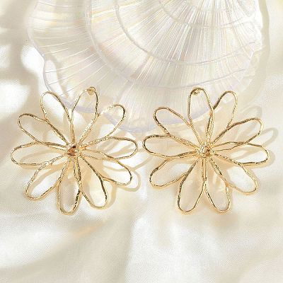 Alloy Stud Earrings LS-EJEW-D300-02G-02-1