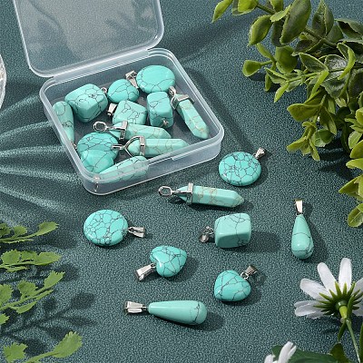 20Pcs 5 Style Dyed Synthetic Turquoise Pendants G-SC0001-76-1