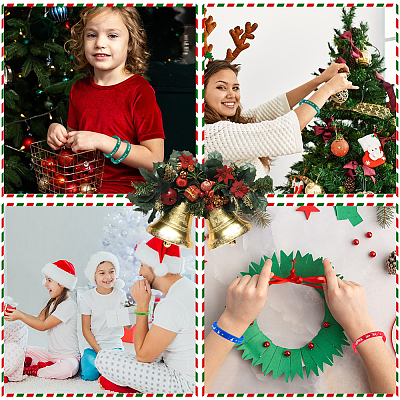 30Pcs 5 Colors Christmas Themed Silicon Cord Bracelets BJEW-CN0001-08-1