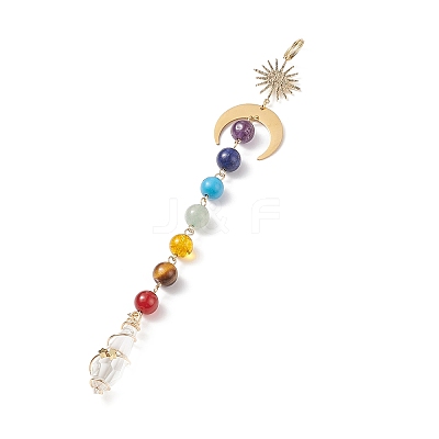 7 Chakra Gemstone Beaded Pendant Decorations HJEW-JM00797-1