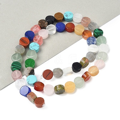 Natural Mixed Stone Flat Round Beads strands G-M454-B01-1