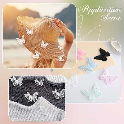 40Pcs 8 Colors Polyester Butterfly DIY-SP0006-27-1