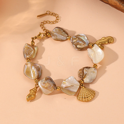 Sea Horse & Conch & Shell Shape Fish 304 Stainless Steel Charm Bracelets FS-WG7B53D-04-1