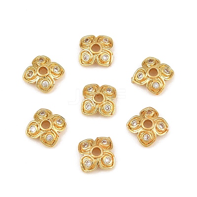 Brass Micro Pave Clear Cubic Zirconia Bead Caps CU-CBA6A75-26G-1