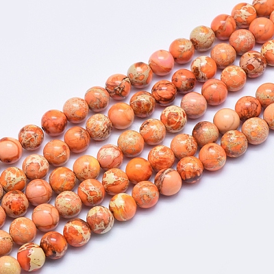 Natural Imperial Jasper Beads Strands X-G-A175B-8mm-07-1