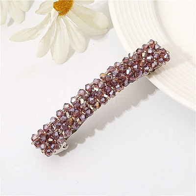 Glass Beaded Hair Barrettes PW-WG60883-08-1