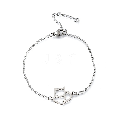 201 Stainless Steel Fox Link Bracelets BJEW-B128-05P-1