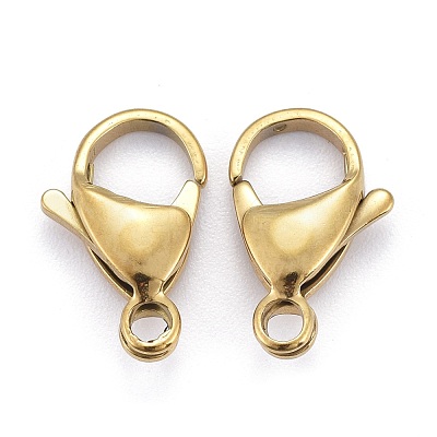 Ion Plating(IP) 304 Stainless Steel Lobster Claw Clasps X-STAS-H353-F-02G-1