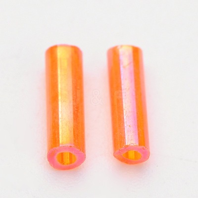 Transparent Colours Rainbow Glass Bugle Beads TSDB6MM169-1