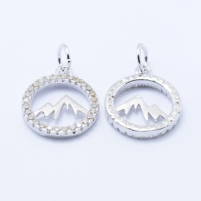Brass Micro Pave Cubic Zirconia Pendants KK-P133-12P-NR-1