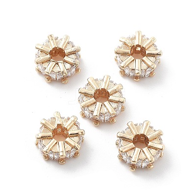 Brass Micro Pave Cubic Zirconia Beads KK-R216-02KCG-1