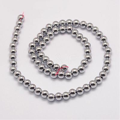 Grade AA Magnetic Synthetic Hematite Bead Strands G-P258-05-8mm-1