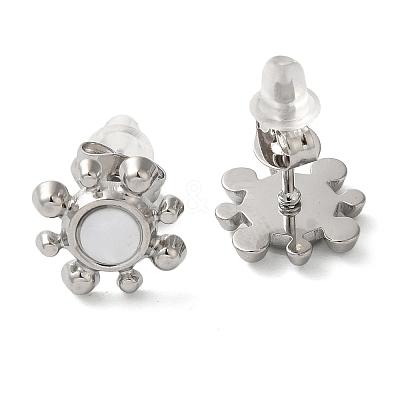 Non-Tarnish 304 Stainless Steel Embossing Stud Earrings EJEW-U001-06P-05-1