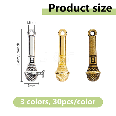 90Pcs 3 Colors Tibetan Style Zinc Alloy Pendants TIBEP-DC0001-49-1