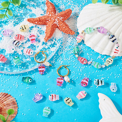 18Pcs 9 Colors Glass Beads LAMP-TA0001-83-1