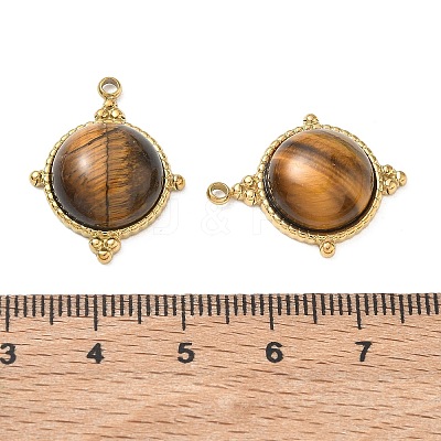 304 Stainless Steel & Natural Tiger Eye Pendants SA-CBA11D7-05G-1