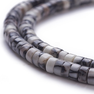 Natural Black Silk Stone/Netstone Beads Strands G-H230-32-1