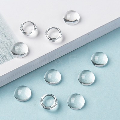 Transparent Half Round Glass Cabochons X-GGLA-R027-10mm-1