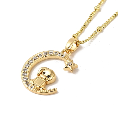 Brass Micro Pave Clear Cubic Zirconia Pendants Necklaces NJEW-K269-05G-12-1