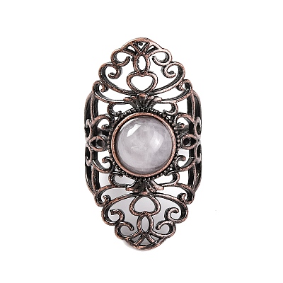 Natural Quartz Crystal Retro Finger Rings RJEW-B067-02R-17-1