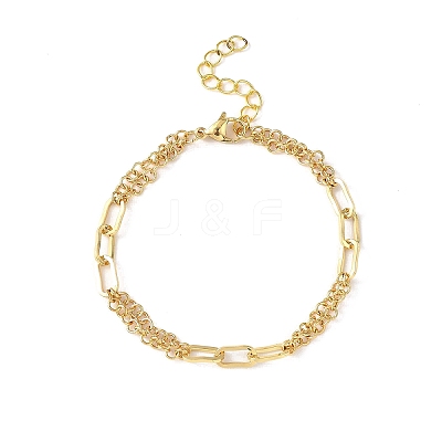 Brass Rolo Chains & Paperclip Chains Bracelets for Women BJEW-JB12779-1