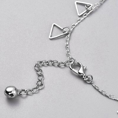 Brass Textured Triangle Charm Anklets X-AJEW-B005-23P-1