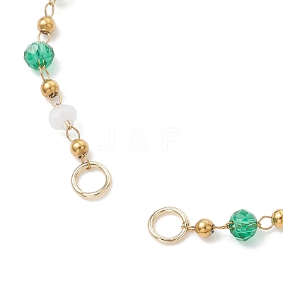 Handmade 304 Stainless Steel and Faceted Rondelle Glass Beaded Chain Bracelet Making AJEW-JB01476-01-1