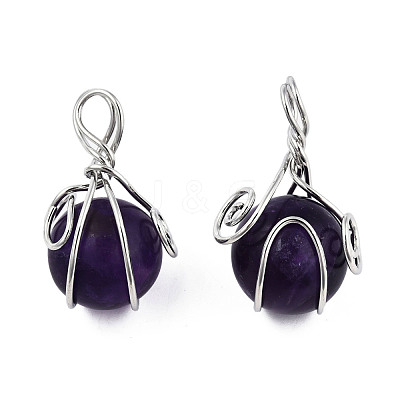 Natural Amethyst Pendants G-N333-013A-1