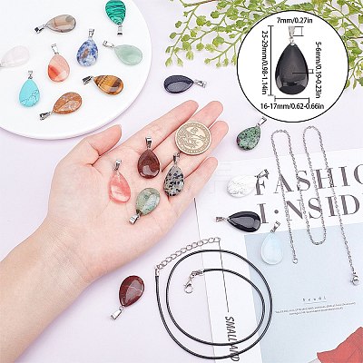DIY Teardrop Pendant Necklaces Making Kits DIY-SC0001-33-1