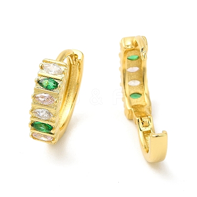 Cubic Zirconia Horse Eye Hoop Earrings EJEW-E270-31G-1