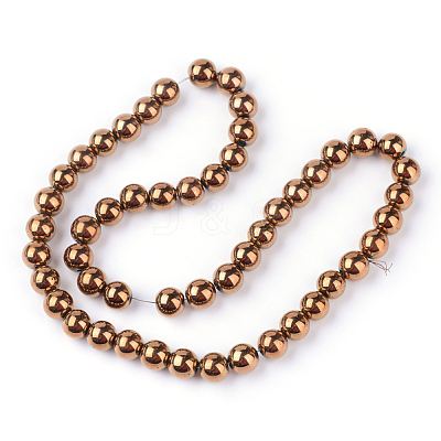 Non-magnetic Synthetic Hematite Beads Strands G-S096-8mm-4-1