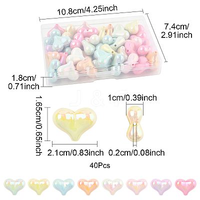 40Pcs UV Plating Opaque Acrylic Beads OACR-FS0002-20-1